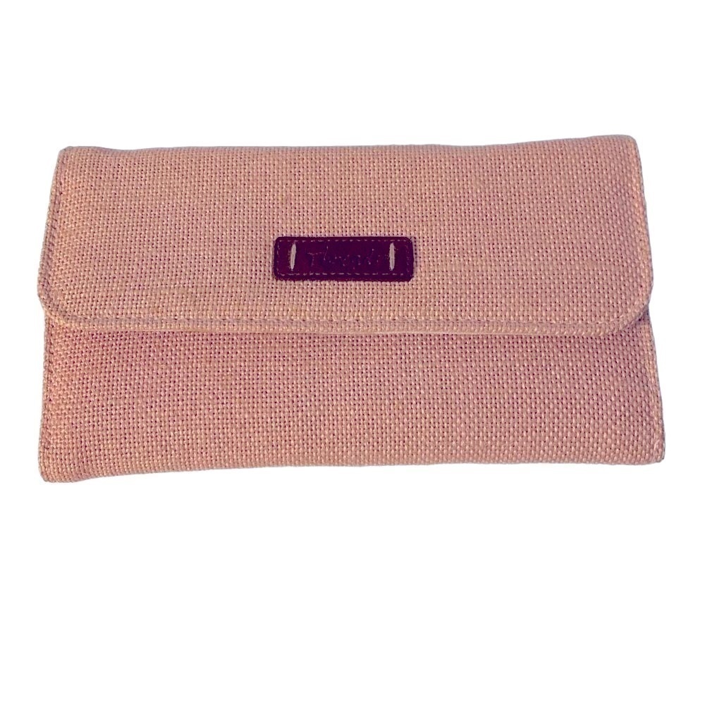TR Bentley Pink Canvas Weave Wallet, Multi Compartment Organizer for Cards